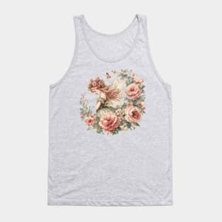 Vintage Cottagecore Fairy with Flowers Tank Top